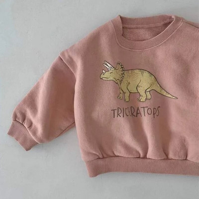 Proljetni pulover za dječake s dinosaurima, jesenski pulover za djevojčice, majica s runom, tople majice s dugim rukavima, dječja odjeća, majice s kapuljačom s dinosaurima