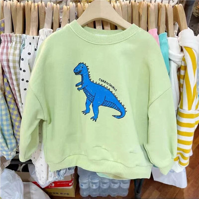 Proljetni pulover za dječake s dinosaurima, jesenski pulover za djevojčice, majica s runom, tople majice s dugim rukavima, dječja odjeća, majice s kapuljačom s dinosaurima