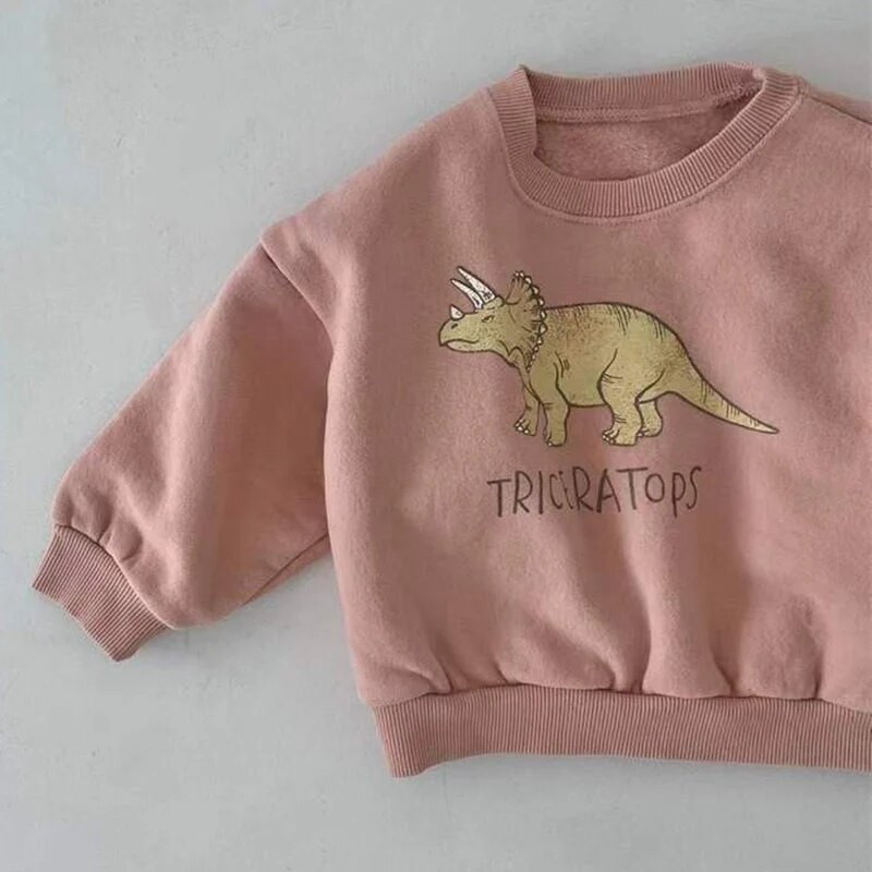 Proljetni pulover za dječake s dinosaurima, jesenski pulover za djevojčice, majica s runom, tople majice s dugim rukavima, dječja odjeća, majice s kapuljačom s dinosaurima