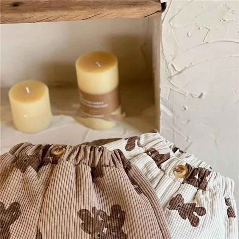 Bebeluş Fetiţă Băiat Pantaloni calduri din velur fleece în interiorul sugarului copil mic Pantaloni groşi de iarnă Pantaloni ocazionali cu imprimeu de urs haine pentru bebeluşi 1-7 ani