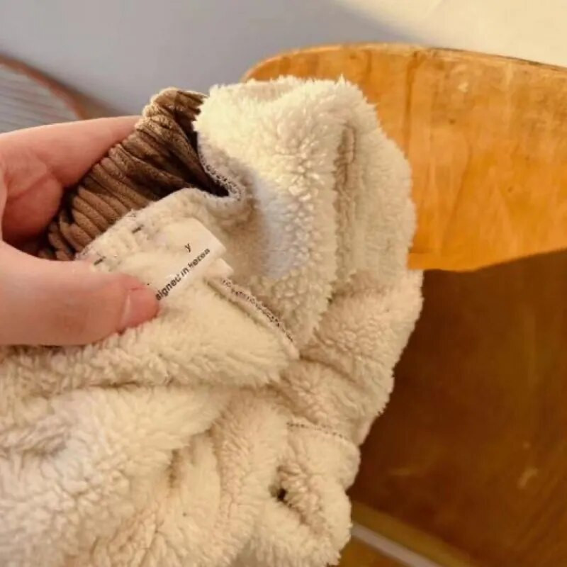 Bebeluş Fetiţă Băiat Pantaloni calduri din velur fleece în interiorul sugarului copil mic Pantaloni groşi de iarnă Pantaloni ocazionali cu imprimeu de urs haine pentru bebeluşi 1-7 ani