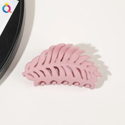 Matte Leaf Shape SolidColor Hair Claw for Women Frosted Grab Clip Кок Аксесоари за коса Инструмент за оформяне Ins Проста универсална фиби