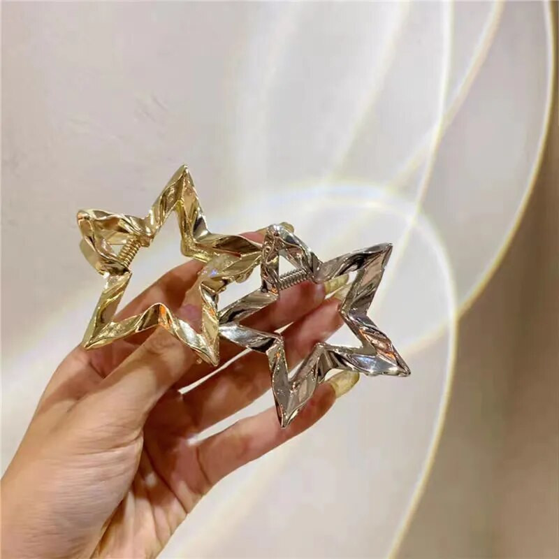 Noile cleme de păr cu gheare cu stea din metal auriu Y2k pentru femei Agrafe de păr cool coreene Agrafe dulci Accesorii de păr la modă Retro