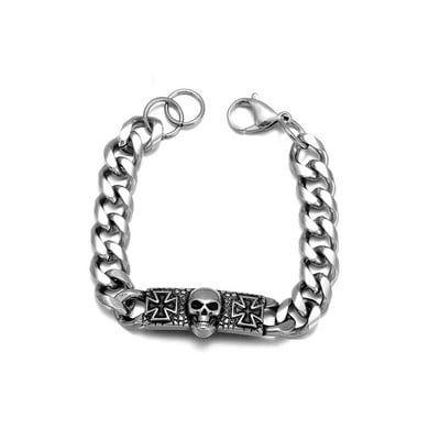 Narukvica s gotičkim viteškim križem i lubanjom od nehrđajućeg čelika za muškarce Punk Motociklistički Biker Rock Party nakit