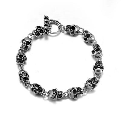 Narukvica s gotičkim viteškim križem i lubanjom od nehrđajućeg čelika za muškarce Punk Motociklistički Biker Rock Party nakit