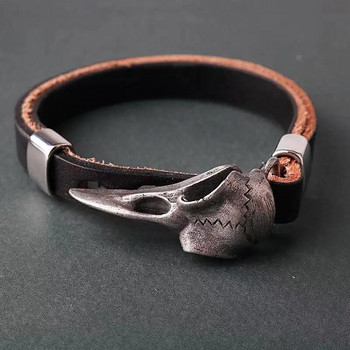 Odin Raven Skull Bracelet Мъжка славянска кожена гривна Punk Biker Rock Party Аксесоари Nordic Jewelry