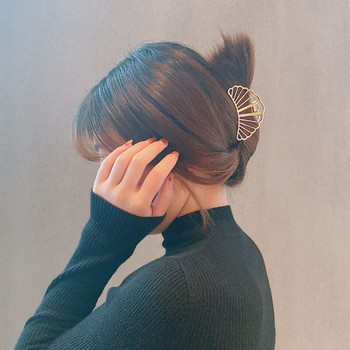 Μεταλλικό κέλυφος Γεωμετρικά νύχια τρίχας σφιγκτήρες Μεταλλικά μαλλιά καβούρια φουρκέτες σε σχήμα φεγγαριού Μονόχρωμο κλιπ μαλλιών Γυναικεία κορεάτικα αξεσουάρ μαλλιών