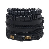 Brățară țesătă din piele pentru bărbați retro, set de mărgele cu mai multe straturi, costum, bijuterii, brățară, bijuterii punk, brățară cu farmec pentru bărbați
