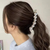 Fashion Pearl Banana Juuksenõel Banaani Juukseklambrid Naiste Juukseklambrid Korea hobusesaba Barrettes Klambrid Grilsi jaoks Juukseaksessuaarid
