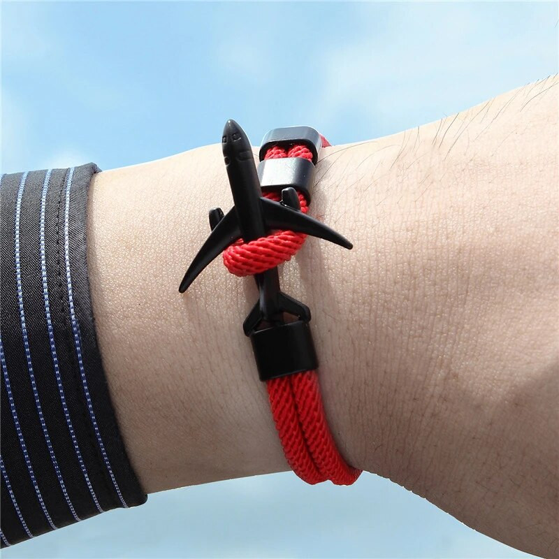 MKENDN Brățară personalizată cu avionul London Skyline pentru bărbați pilot iubit aviație călătorie avion cadou bijuterii