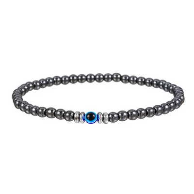 Brățară din margele din piatră naturală de 4 mm pentru bărbați Moda Lucky Evil Eye Brățară rotundă cu mărgele pentru cuplu Brățară Bijuterii Cadouri
