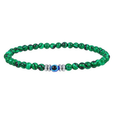 Brățară din margele din piatră naturală de 4 mm pentru bărbați Moda Lucky Evil Eye Brățară rotundă cu mărgele pentru cuplu Brățară Bijuterii Cadouri