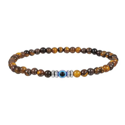 Brățară din margele din piatră naturală de 4 mm pentru bărbați Moda Lucky Evil Eye Brățară rotundă cu mărgele pentru cuplu Brățară Bijuterii Cadouri
