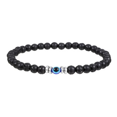 Brățară din margele din piatră naturală de 4 mm pentru bărbați Moda Lucky Evil Eye Brățară rotundă cu mărgele pentru cuplu Brățară Bijuterii Cadouri