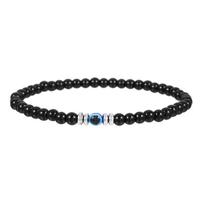 Brățară din margele din piatră naturală de 4 mm pentru bărbați Moda Lucky Evil Eye Brățară rotundă cu mărgele pentru cuplu Brățară Bijuterii Cadouri