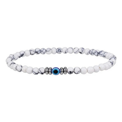 Brățară din margele din piatră naturală de 4 mm pentru bărbați Moda Lucky Evil Eye Brățară rotundă cu mărgele pentru cuplu Brățară Bijuterii Cadouri