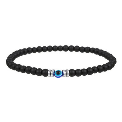 Brățară din margele din piatră naturală de 4 mm pentru bărbați Moda Lucky Evil Eye Brățară rotundă cu mărgele pentru cuplu Brățară Bijuterii Cadouri