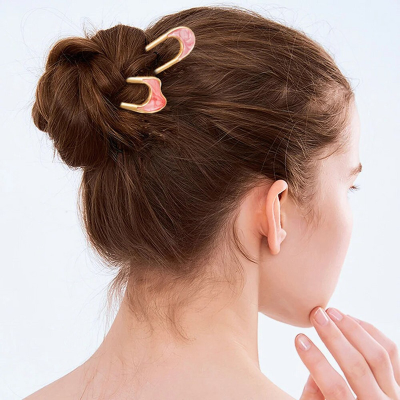 Vintage Metal Shell plaukų lazdelės nuotakos plaukų segtukas Elegantiškas U formos arklio uodegos laikiklis plaukų smeigtukai Šakės lazdelės moterims mergaičių galvos apdangalas