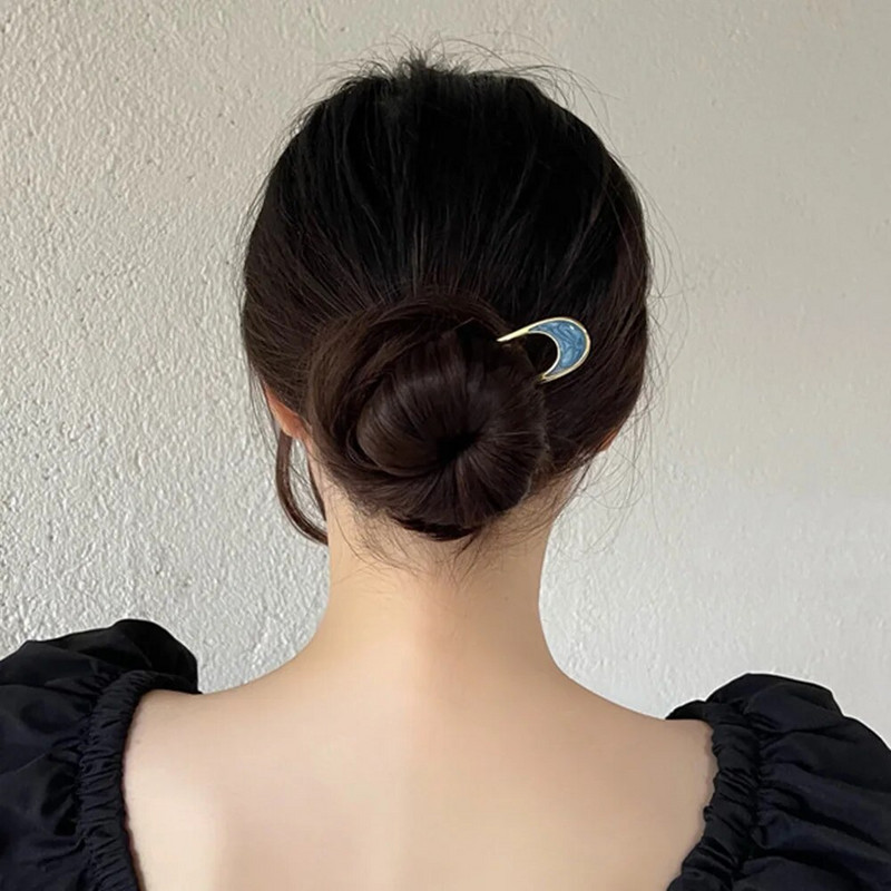 Vintage Metal Shell plaukų lazdelės nuotakos plaukų segtukas Elegantiškas U formos arklio uodegos laikiklis plaukų smeigtukai Šakės lazdelės moterims mergaičių galvos apdangalas