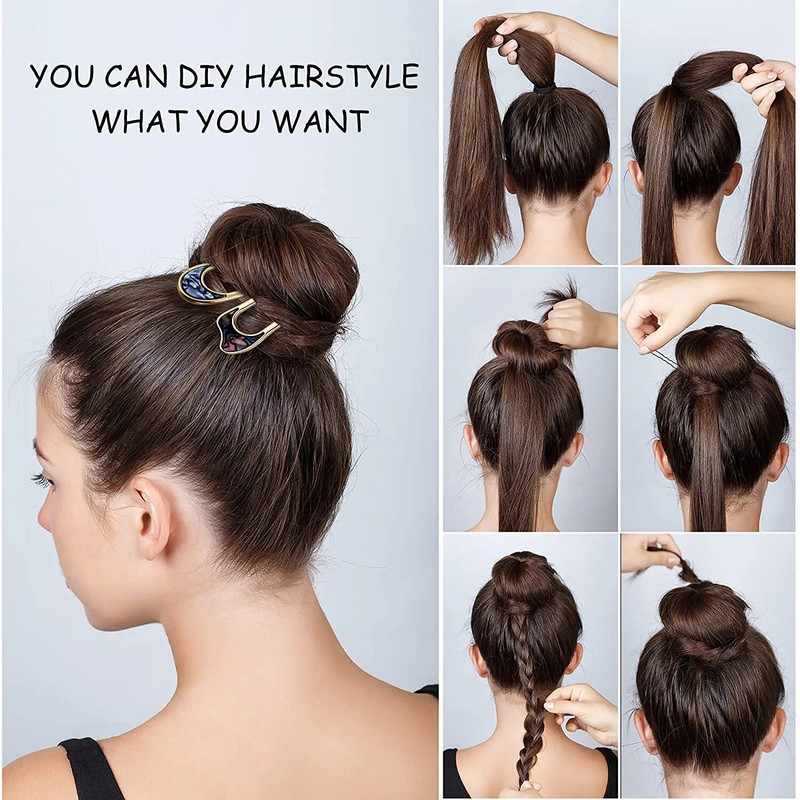 Vintage Metal Shell plaukų lazdelės nuotakos plaukų segtukas Elegantiškas U formos arklio uodegos laikiklis plaukų smeigtukai Šakės lazdelės moterims mergaičių galvos apdangalas