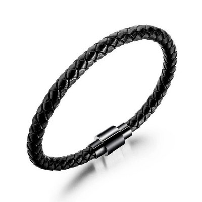 Brățară din piele dublă împletită pentru bărbați cu închidere magnetică Bijuterii Moda Vintage Cadouri de afaceri premium pentru bărbați