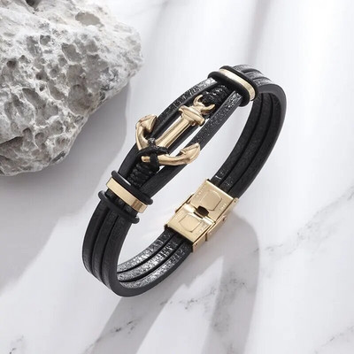 Brățară din piele dublă împletită pentru bărbați cu închidere magnetică Bijuterii Moda Vintage Cadouri de afaceri premium pentru bărbați