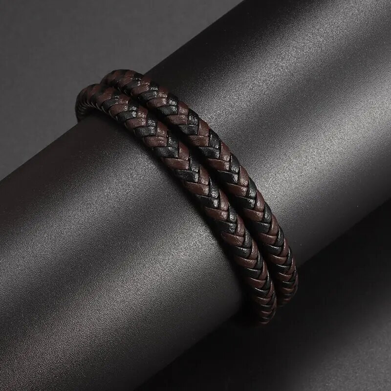 Vyriška žavinga dviguba pinta odinė apyrankė su magnetiniu užsegimu Juvelyriniai dirbiniai Madingi vintažiniai vyriškos aukščiausios kokybės verslo dovanos