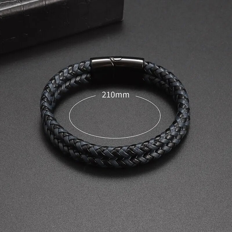 Vyriška žavinga dviguba pinta odinė apyrankė su magnetiniu užsegimu Juvelyriniai dirbiniai Madingi vintažiniai vyriškos aukščiausios kokybės verslo dovanos