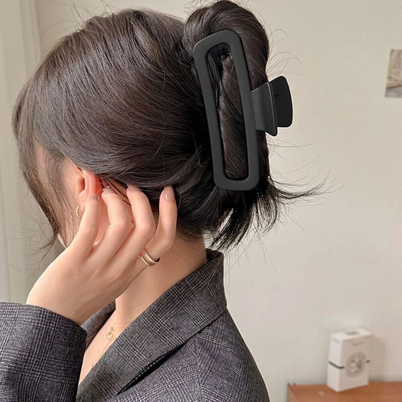 Gheare de păr dreptunghiulară mată Agrafă de păr din acrilic de dimensiune mare Agrafă de crab Agrafe de rechin mată Agrafe de păr pentru femei Accesorii de păr