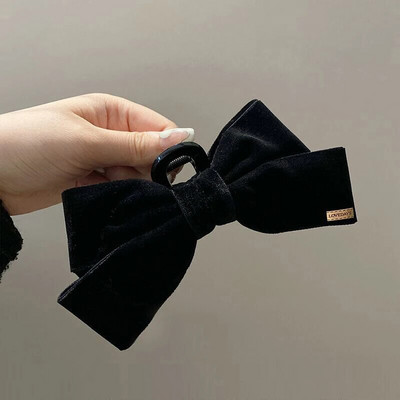 TwinkLei Κομψό Γυναικείο Μαύρο Πιογκονάκι Νύχια Μαλλιά Μεγάλο Βελούδινο Σιφόν Φιόγκος Κλιπ μαλλιών Vintage Αξεσουάρ Μαλλιών Κορεάτικες Γυναικείες φουρκέτες