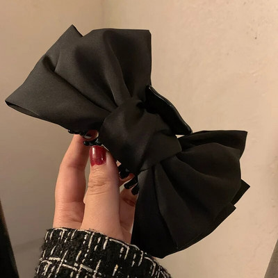 TwinkLei Κομψό Γυναικείο Μαύρο Πιογκονάκι Νύχια Μαλλιά Μεγάλο Βελούδινο Σιφόν Φιόγκος Κλιπ μαλλιών Vintage Αξεσουάρ Μαλλιών Κορεάτικες Γυναικείες φουρκέτες