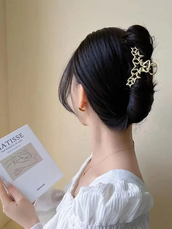 Coreeană Nou Din aliaj Hollow Star Gheare de păr Moda Y2k Clip de rechin simplă Pentagramă Ac Accesorii de păr pentru femei Cochilă