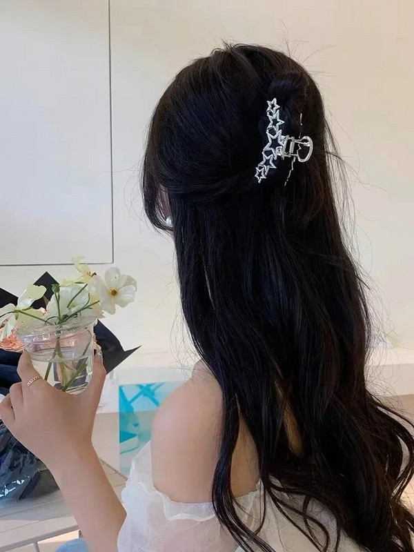 Coreeană Nou Din aliaj Hollow Star Gheare de păr Moda Y2k Clip de rechin simplă Pentagramă Ac Accesorii de păr pentru femei Cochilă