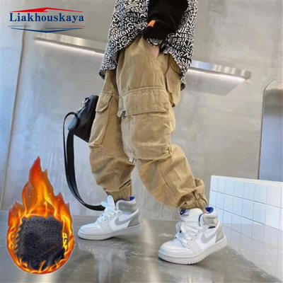 Cargo hlače za dječake 2023 Zima Jesen Debele hlače za dječake Ležerne dječje sportske hlače od flisa Odjeća za djecu tinejdžera za 110-170 cm