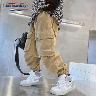 Cargo hlače za dječake 2023 Zima Jesen Debele hlače za dječake Ležerne dječje sportske hlače od flisa Odjeća za djecu tinejdžera za 110-170 cm