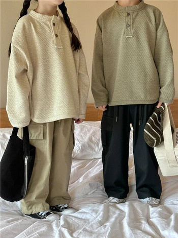 Παιδικά παντελόνια 2023 Φθινόπωρο New Korean Boys\' Side Pocket Casual Παντελόνι Baby Wash Cotton Pants παιδικά ρούχα αγόρια