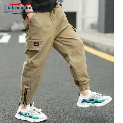 Boys Cargo Kelnės Vaikams Pavasaris Ruduo Berniukams Kišeninės Kelnės Laisvalaikio Vaikiškos Sportinės Kelnės Paauglių Streetwear Drabužiai 2-14m.