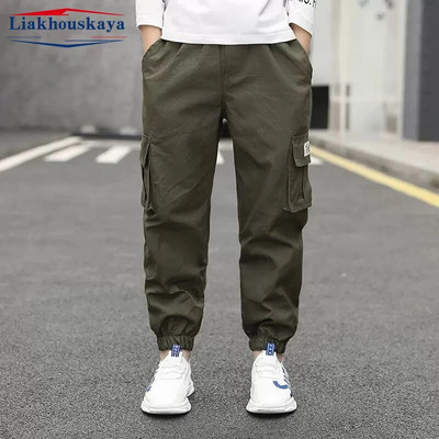 Boys Cargo Kelnės Vaikams Pavasaris Ruduo Berniukams Kišeninės Kelnės Laisvalaikio Vaikiškos Sportinės Kelnės Paauglių Streetwear Drabužiai 2-14m.