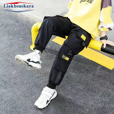 Boys Cargo Kelnės Vaikams Pavasaris Ruduo Berniukams Kišeninės Kelnės Laisvalaikio Vaikiškos Sportinės Kelnės Paauglių Streetwear Drabužiai 2-14m.