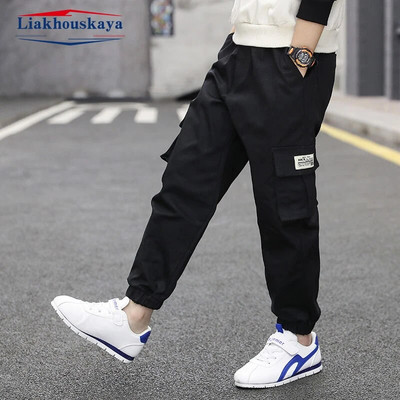Boys Cargo Kelnės Vaikams Pavasaris Ruduo Berniukams Kišeninės Kelnės Laisvalaikio Vaikiškos Sportinės Kelnės Paauglių Streetwear Drabužiai 2-14m.