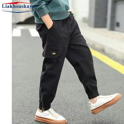 Boys Cargo Kelnės Vaikams Pavasaris Ruduo Berniukams Kišeninės Kelnės Laisvalaikio Vaikiškos Sportinės Kelnės Paauglių Streetwear Drabužiai 2-14m.