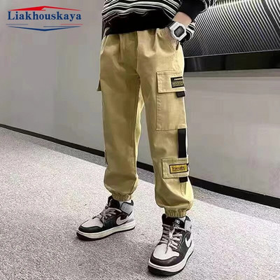 Boys Cargo Kelnės Vaikams Pavasaris Ruduo Berniukams Kišeninės Kelnės Laisvalaikio Vaikiškos Sportinės Kelnės Paauglių Streetwear Drabužiai 2-14m.