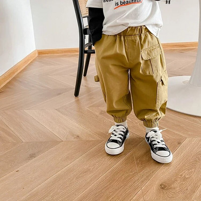Pavasarį Rudenį berniukų mados daug kišenių krovininės kelnės vaikiškos laisvalaikio 3 spalvų kelnės surišamos kulkšnimis 1-7Y