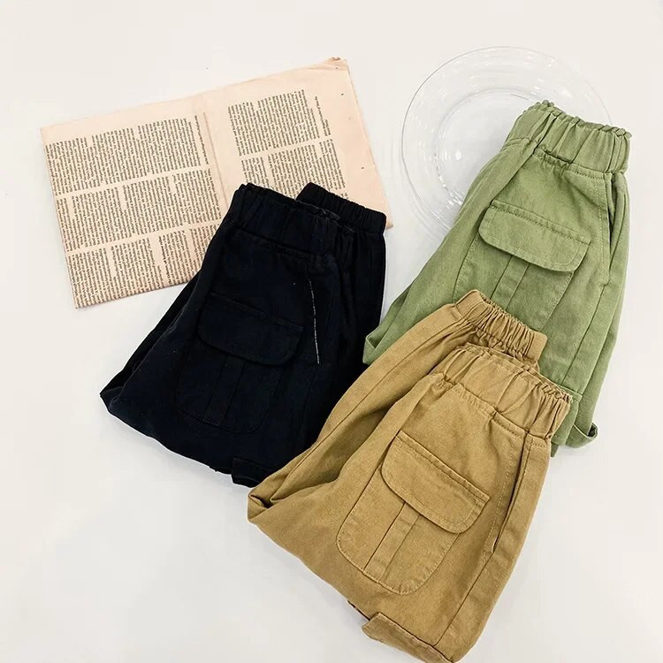 Pavasarį Rudenį berniukų mados daug kišenių krovininės kelnės vaikiškos laisvalaikio 3 spalvų kelnės surišamos kulkšnimis 1-7Y