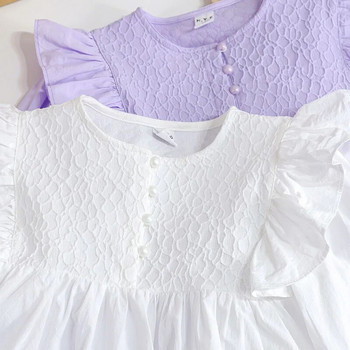 Бебешки тениски за момичета Горнища от корейска дантела Блуза с дълъг ръкав Детско облекло Пролет Есен Детски ризи за момичета 1-6 години