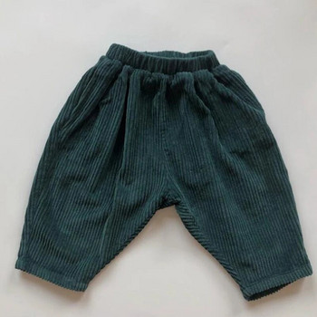 Детски ежедневни панталони с еластична талия Едноцветни памучни панталони от рипсено кадифе Корейски стил Бебешки панталони за момичета Детски дрехи
