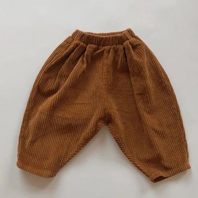 Laste vabaaja elastne vööpüksid ühevärvilised puuvillased velvetist püksid Korea stiilis beebid poisid tüdrukud püksid lasteriided
