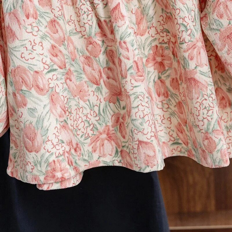 2023 Coreea Bebeluși Fetițe Haine de toamnă Bluză minunată cu flori pentru fete Bluză Floral Lolita Bluză pentru copii Cămăși cu rever perlat