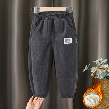 Нови зимни дебели панталони за момчета Деца плюс кадифени топли панталони Детски подплатени памучни дълги панталони Есенни ежедневни спортни панталони 2-12 години