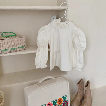 Μόδα μωρό κοριτσάκι βαμβακερό πουκάμισο φουσκωτό βρεφικό νήπιο κοριτσάκι Pincess μπλούζες μακρυμάνικο φθινοπωρινό ανοιξιάτικο τοπ βρεφικά ρούχα 1-7 ετών